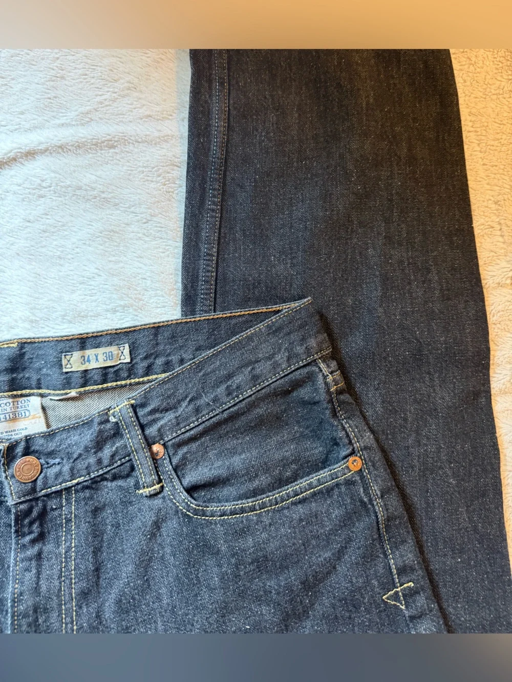 Vintage Polo Ralph Lauren Straight Black Men's Jeans with Contrast Stitching